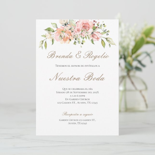 Boho Spanish Wedding Invitation (Standing Front)