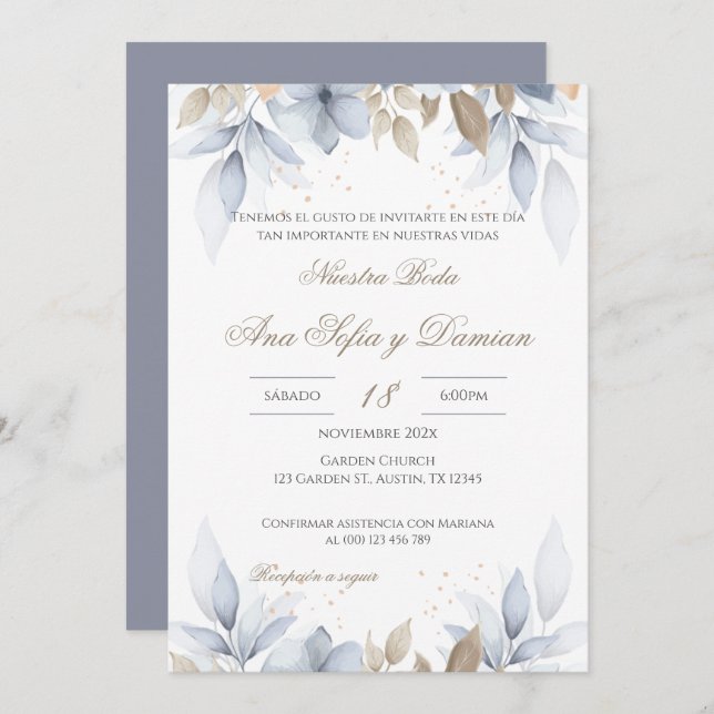 Boho Spanish Wedding Invitation (Front/Back)