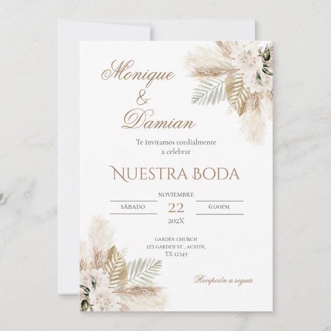 Boho Spanish Wedding Invitation (Front)