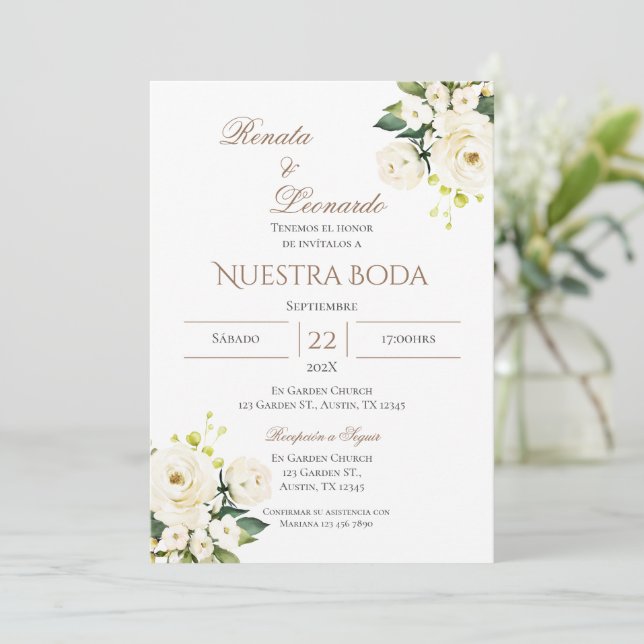 Boho Spanish Wedding Invitation (Standing Front)