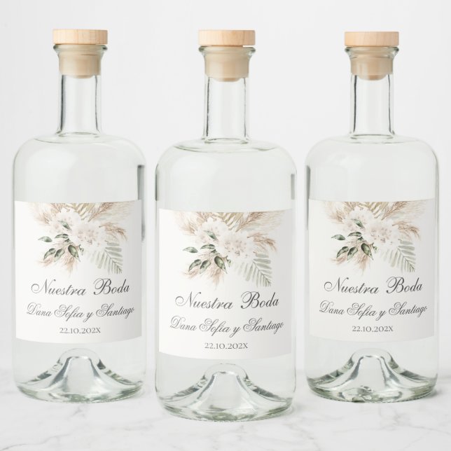 Boho Spanish Wedding Liquor Bottle Label (Bottles)