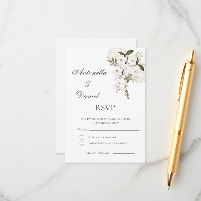 Boho Spanish Wedding RSVP Card (Front/Back In Situ)