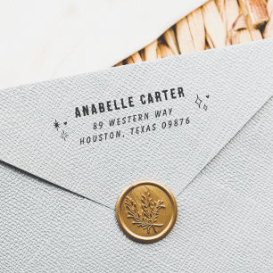 Boho Sparkles Handwriting Name & Return Address  Rubber Stamp