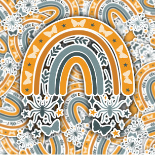 Boho Spider Orange Rainbow Cute   Die-Cut Sticker
