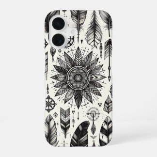Boho Spirit – Hand-Drawn Feathers & Arrows Phone C iPhone 16 Case