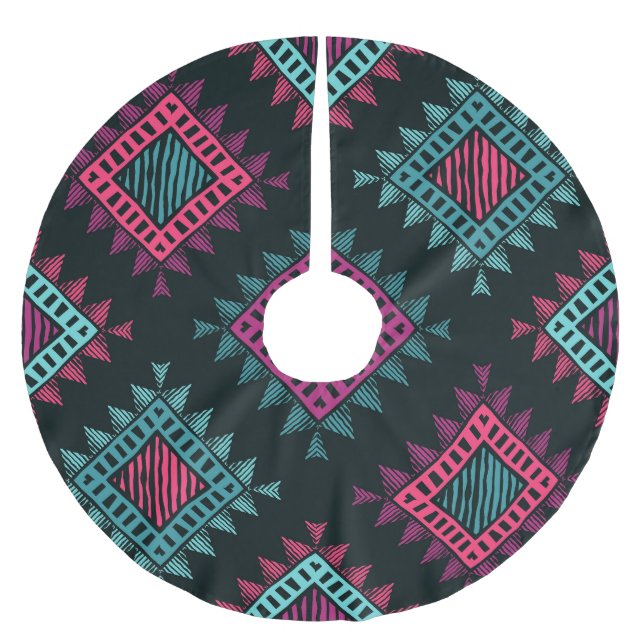 Boho Spirit: Tribal Ethnic Seamless Brushed Polyester Tree Skirt (Front)