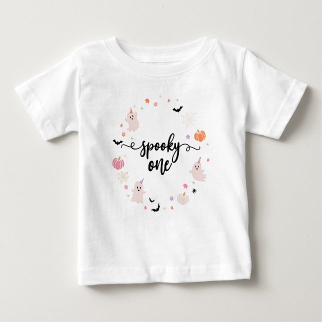 Boho spooky One Halloween Cute Ghost Baby T-Shirt (Front)