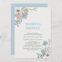 Boho Spring Blue Floral Couples Wedding Shower Inv