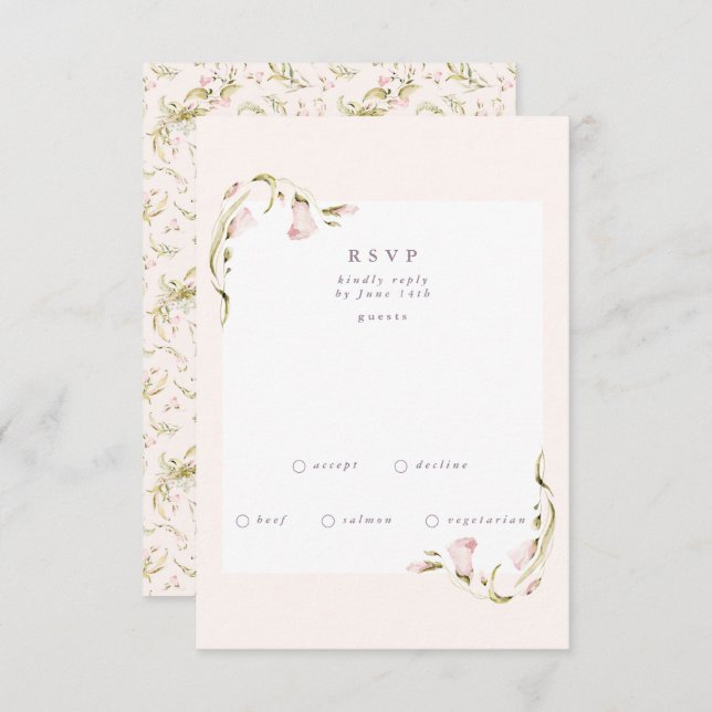 Boho Spring Botanical Corner WildFlower Wedding RS RSVP Card (Front/Back)