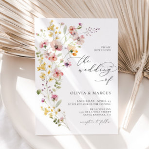 Boho Spring Colourful Wildflower Wedding Invitatio Invitation