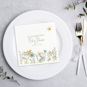 Boho spring floral personalised baby shower napkin
