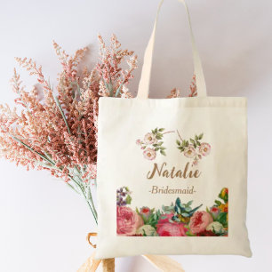 Boho spring florals bridesmaid colourful gift tote bag