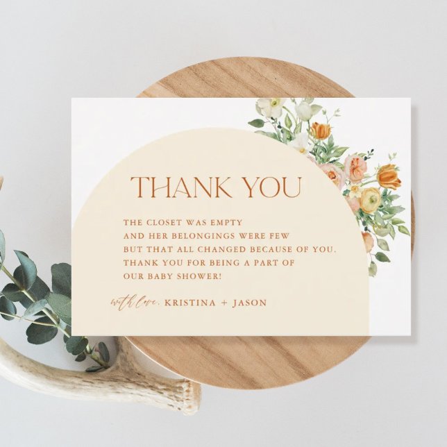 Boho Spring Flowers Baby Shower Thank You Cards (Creator Uploaded)