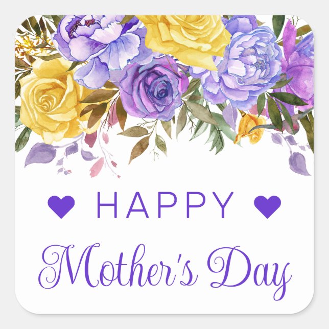 Boho Spring Flowers Mother's Day Square Sticker (Front)