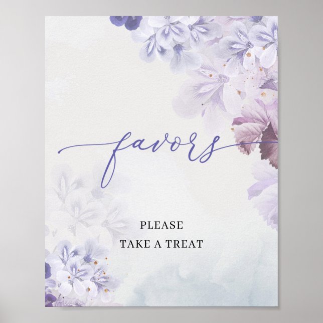 Boho Spring purple dusty blue pink flowers favours Poster (Front)