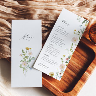 Boho Spring Whimsical Wildflower Elegant Wedding Menu