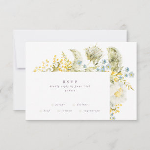 Boho Spring Wild Botanical Florals Frame Wedding RSVP Card
