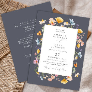 Boho Spring Wildflowers Botanical Garden Wedding Invitation