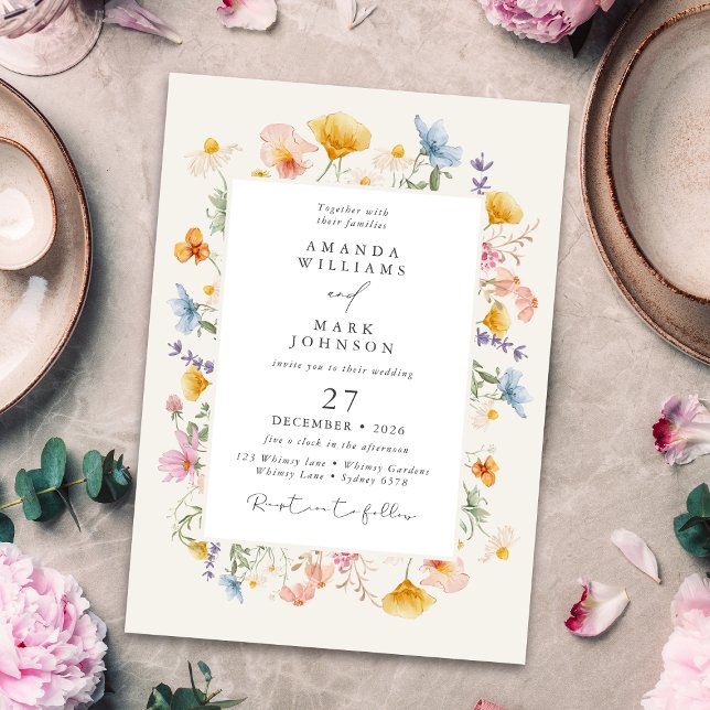 Boho Spring Wildflowers Botanical Garden Wedding  Invitation (Creator Uploaded)