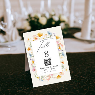 Boho Spring Wildflowers Botanical Garden Wedding  Table Number