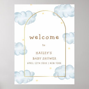Boho Star Cloud Arch Boy Baby Shower Welcome  Poster