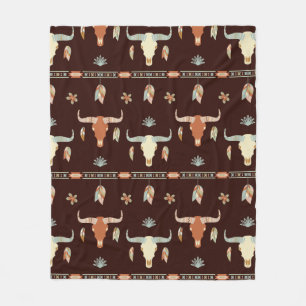 Boho Steer Pattern Fleece Blanket