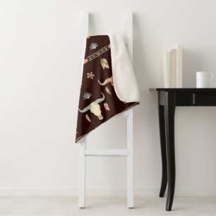 Boho Steer Pattern Sherpa Blanket
