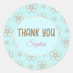 Boho Sticker Thank you floral Label custom