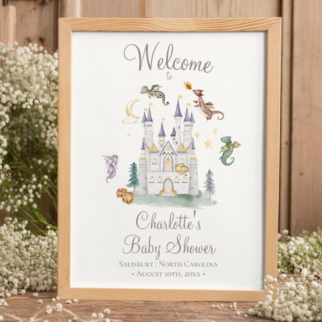 Boho Storybook Dragon Baby Shower Welcome Poster (Creator Uploaded)