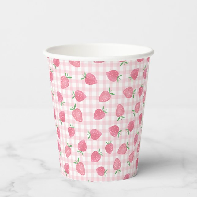 Boho Strawberry Berry Sweet Birthday Paper Cups (Back)