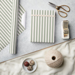 Boho Stripe Striped Neutral Minimalist Beige Sage Wrapping Paper
