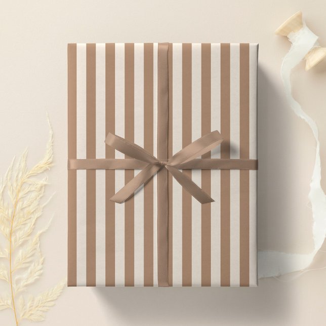 Boho Stripe Striped Neutral Minimalist Earth Tones Wrapping Paper (Creator Uploaded)