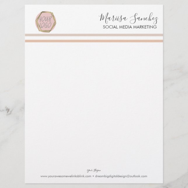 Boho Striped Name Your Logo Letterhead (Front)