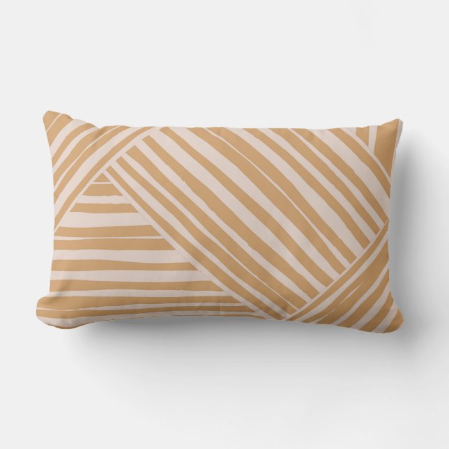Boho striped pillow neutral dorm decor (Front)