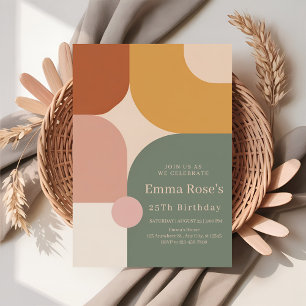 Boho Stripes Birthday Bash – Mint & Orange Invitation