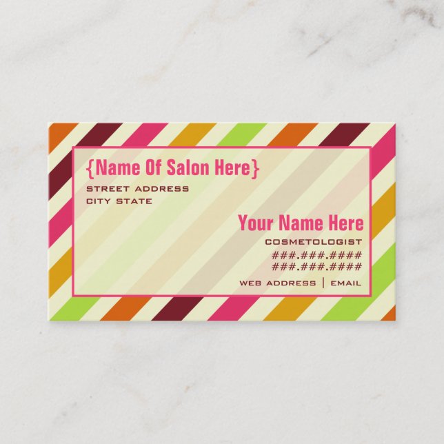 Boho Stripes Cosmetologist Salon Appointment Card (Front)