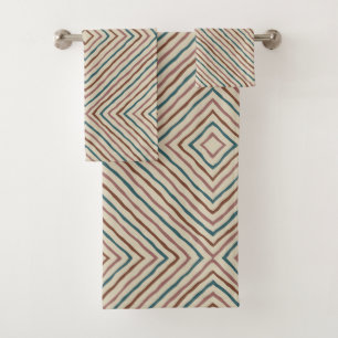 Boho Stripes Pattern (on a neutral background) Bath Towel Set