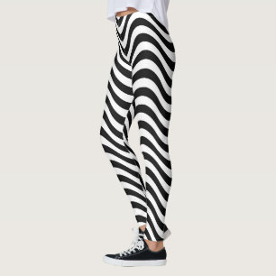 Boho Stripes Print Tights   Black & White Leggings