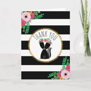 Boho Stripes Skunk Baby Shower Thank You Card