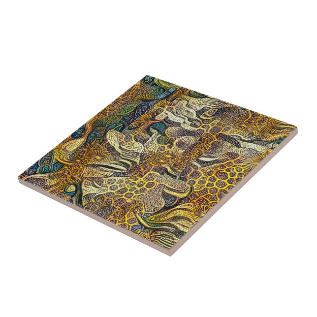 Boho Style Abstract ceramic tile (Side)