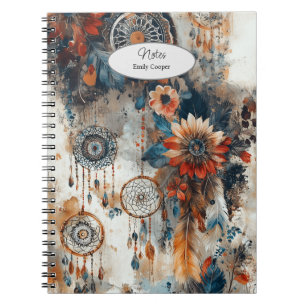 Boho style design with dreamcatchers notebook
