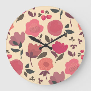 Boho Style Dust Floral Pattern. Large Clock