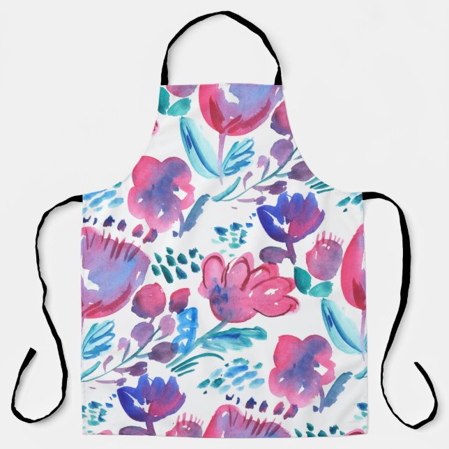 boho style floral rustic hand drawn illustration.  apron (Front)