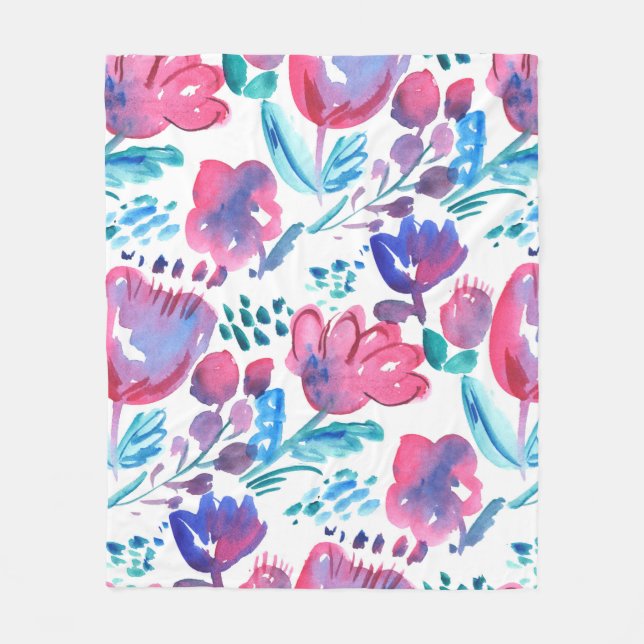 boho style floral rustic hand drawn illustration.  fleece blanket (Front)