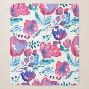 boho style floral rustic hand drawn illustration. sherpa blanket