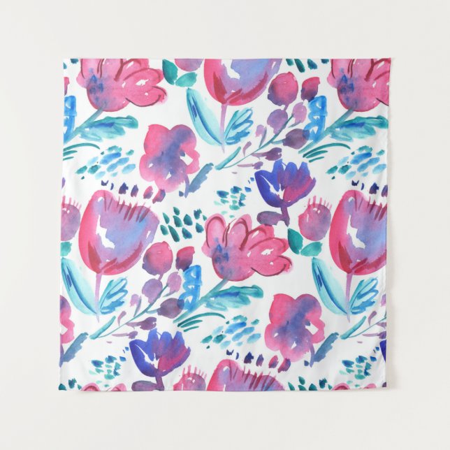 boho style floral rustic hand drawn illustration.  tapestry (Front)