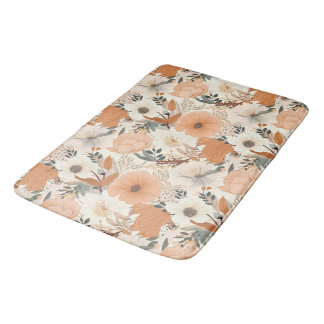 Boho style flowers pattern light colours bath mat