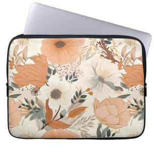 Boho style flowers pattern light colours laptop sleeve