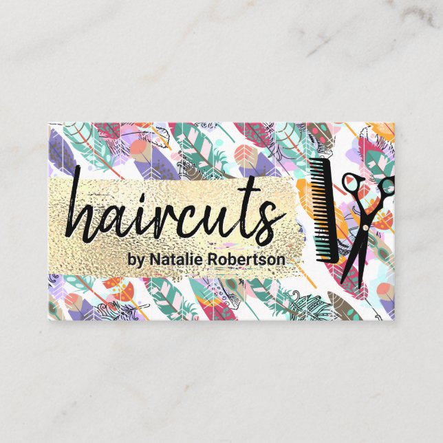Boho Style | Gold Brushed | Salon Tools Business Card (Front)