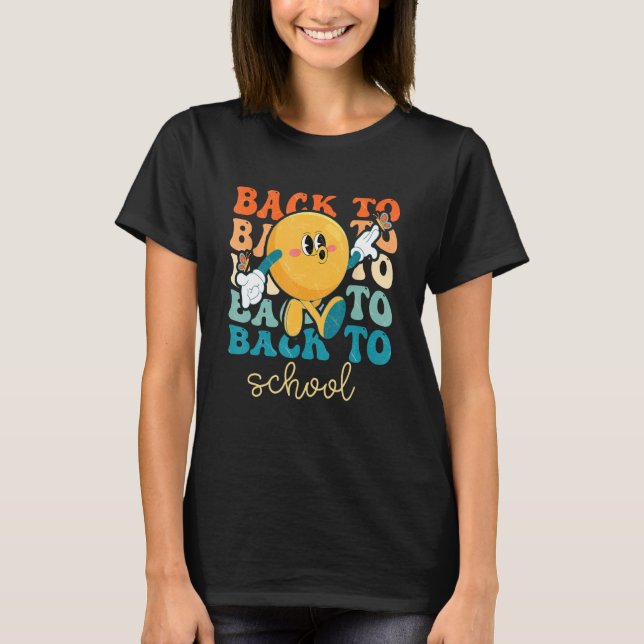 Boho Style Groovy Smile Back to School T-Shirt (Front)